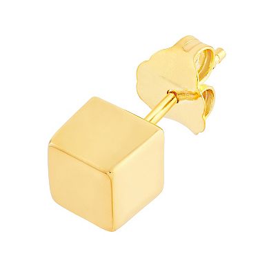 Color Romance Gold Tone Cube Stud Earrings