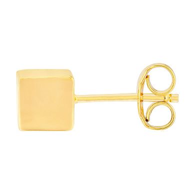 Color Romance Gold Tone Cube Stud Earrings