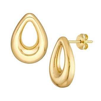 Color Romance 14k Gold Open Teardrop Stud Earrings