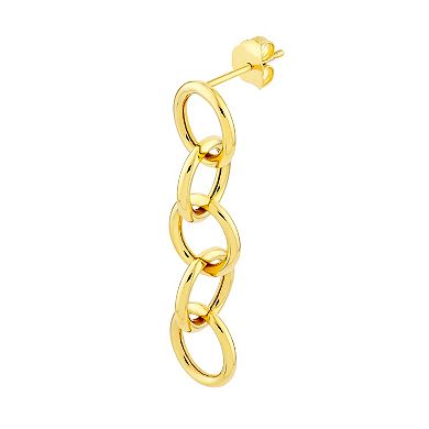 Color Romance 14k Gold Round Link Linear Drop Earrings