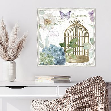Amanti Art Rainbow Seeds Floral Birdcage III v2 Framed Canvas Wall Art