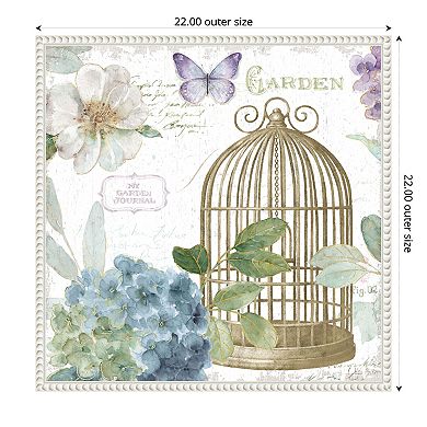 Amanti Art Rainbow Seeds Floral Birdcage III v2 Framed Canvas Wall Art