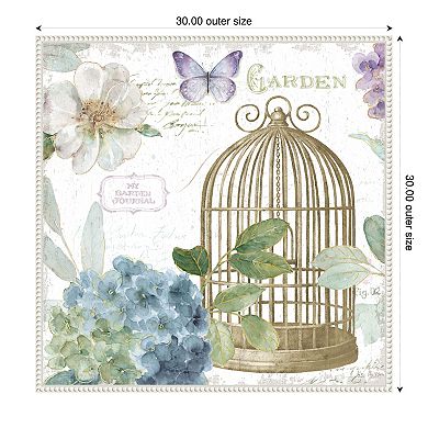 Amanti Art Rainbow Seeds Floral Birdcage III v2 Framed Canvas Wall Art