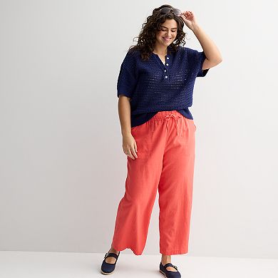Plus Size Sonoma Goods For Life® Linen Wide Leg Ankle Pants