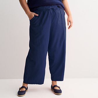 Plus Size Sonoma Goods For Life® Linen Wide Leg Ankle Pants