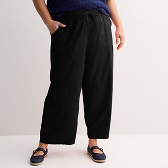 Plus Size Sonoma Goods For Life® Linen Wide Leg Ankle Pants
