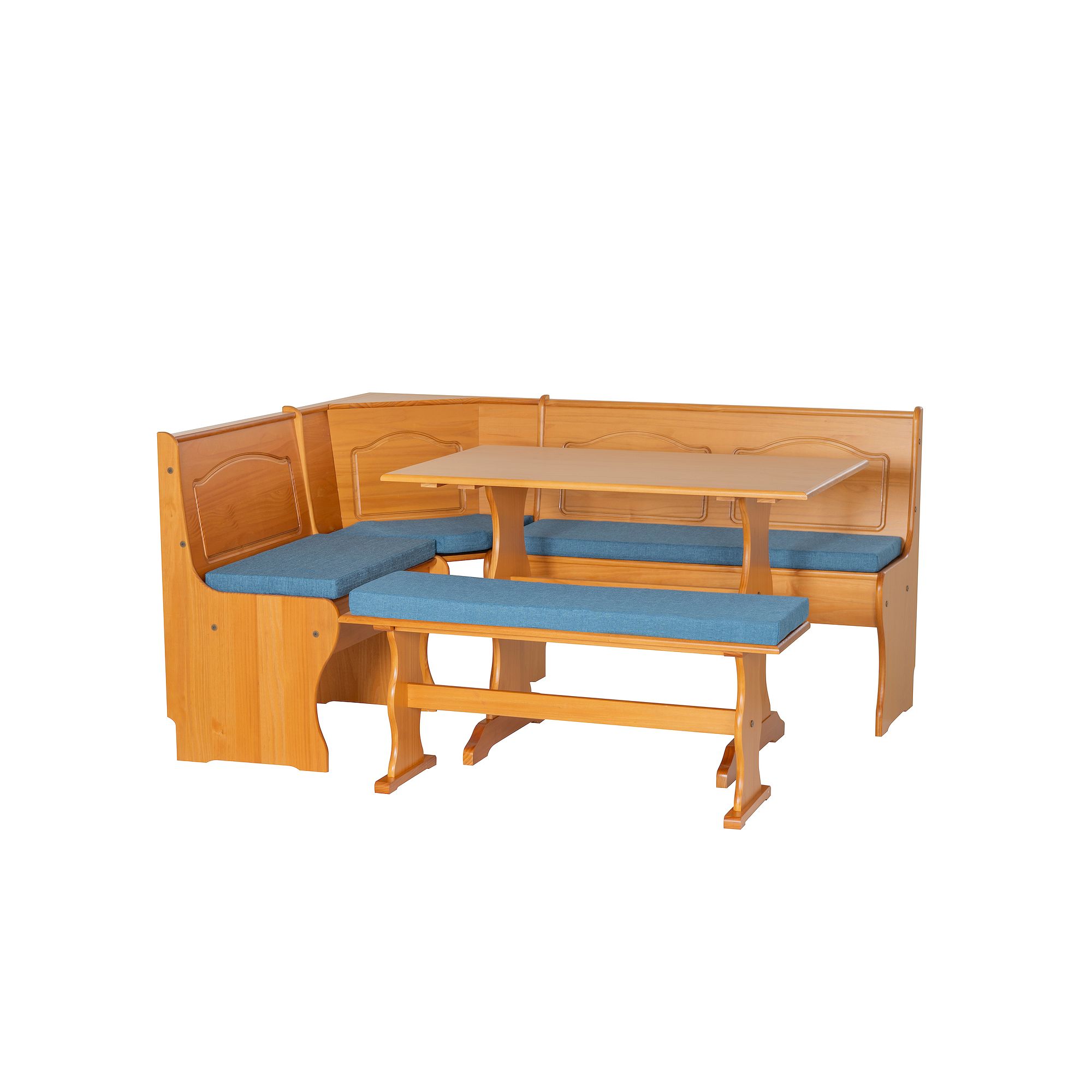 Linon Chelsea Nook with Cushion Set, Natural Blue