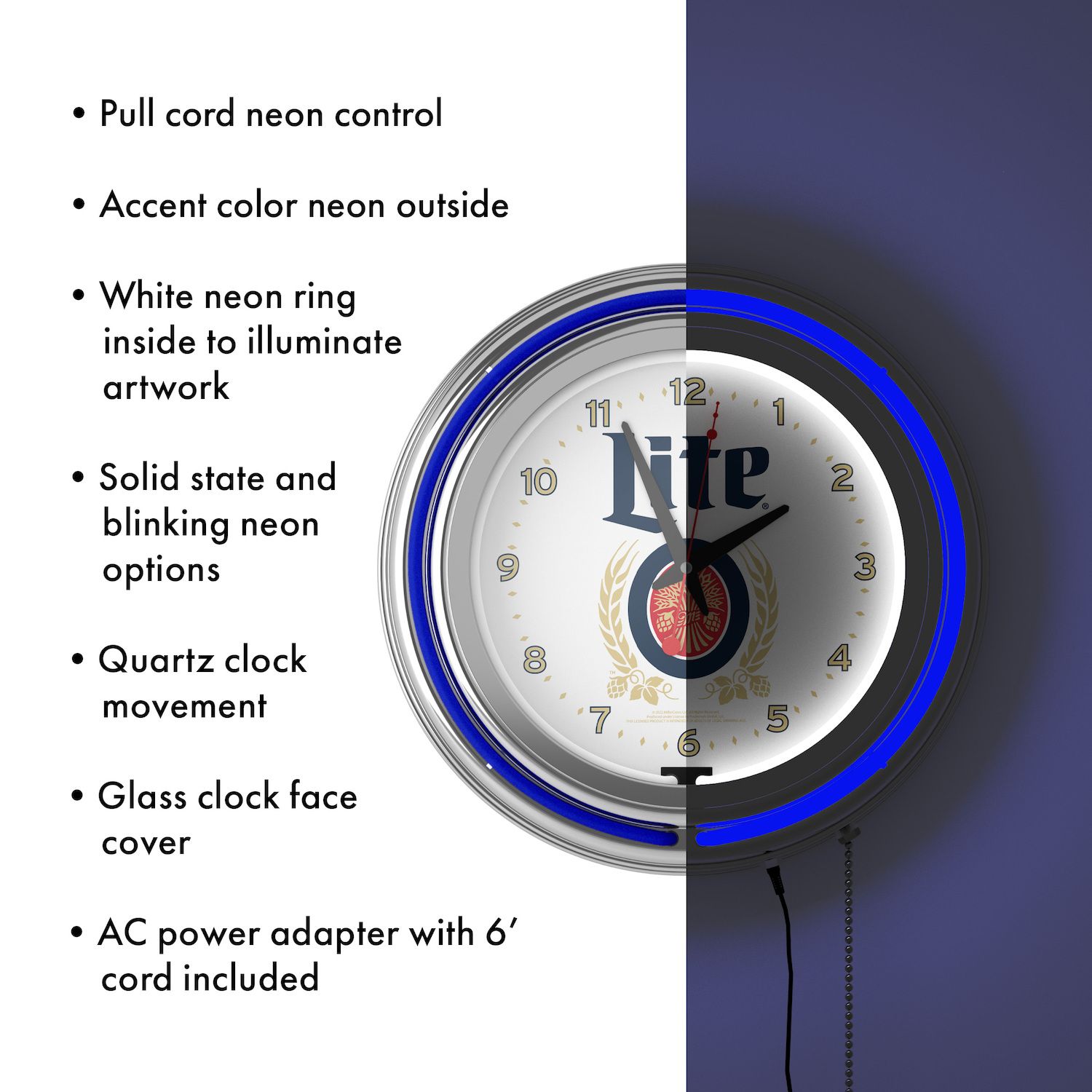 Neon Clock - Retro Corvette C5 Red Analog Wall Clock With