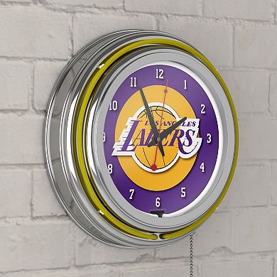 Trademark Gameroom Los Angeles Lakers Logo Retro Neon Wall Clock