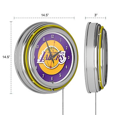 Trademark Gameroom Los Angeles Lakers Logo Retro Neon Wall Clock