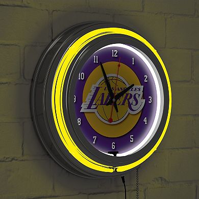 Trademark Gameroom Los Angeles Lakers Logo Retro Neon Wall Clock