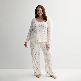 Plus Size Sonoma Goods For Life® Pointelle Sleep Long Sleeve Top