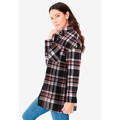 Roaman's Women's Plus Size Plaid Flannel Tunic
