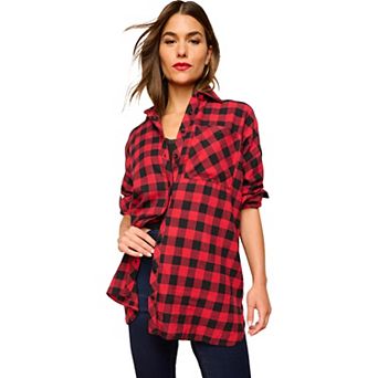 Roaman's Women's Plus Size Plaid Flannel Tunic