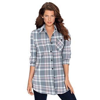 Roaman's Women's Plus Size Plaid Flannel Tunic