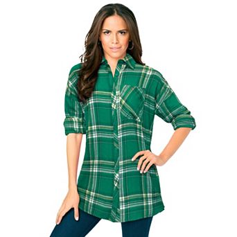 Roaman's Women's Plus Size Plaid Flannel Tunic