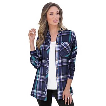 Roaman's Women's Plus Size Plaid Flannel Tunic