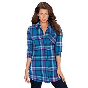 Roaman's Women's Plus Size Plaid Flannel Tunic