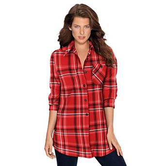 Roaman's Women's Plus Size Plaid Flannel Tunic