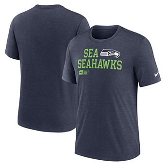 Men's Nike College Navy Seattle Seahawks Overlap Lockup Tri-Blend T-Shirt
