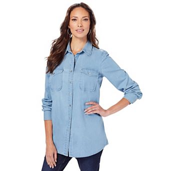 Roaman's Women's Plus Size Olivia Denim Big Shirt