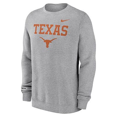 Men s Nike Heather Gray Texas Longhorns Primetime Primary Stack Pullover Sweatshirt