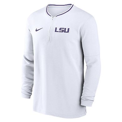 Men's Nike White LSU Tigers 2024 Sideline Coach Performance Half-Zip Long Sleeve Top
