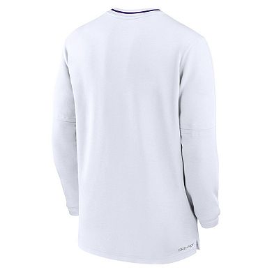 Men's Nike White LSU Tigers 2024 Sideline Coach Performance Half-Zip Long Sleeve Top