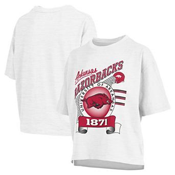 Women's Pressbox White Arkansas Razorbacks Rock & Roll Slub��T-Shirt