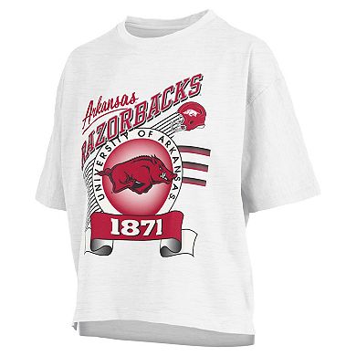Women's Pressbox White Arkansas Razorbacks Rock & Roll Slub T-Shirt