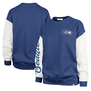 Women's '47 College Navy Seattle Seahawks Double Header Rise Andie Pullover Sweatshirt