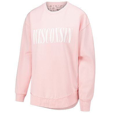 Women's Pressbox Light Pink Wisconsin Badgers Poncho Fleece Pullover Sweatshirt
