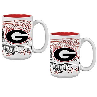 Georgia Bulldogs 15oz. Campus Line Art Coffee Mug Two-Pack