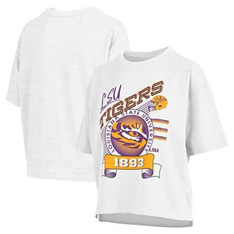 Women's Pressbox White LSU Tigers Rock & Roll Slub��T-Shirt