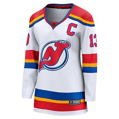 Women's Fanatics Nico Hischier White New Jersey Devils Captain Patch Special Edition 2.0 Breakaway Player Jersey