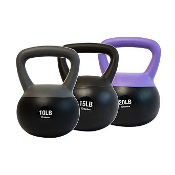 Bintiva Sea And Iron Sand Filled Kettlebells - 3 pc Set Of 10lb, 15lb, 20lb