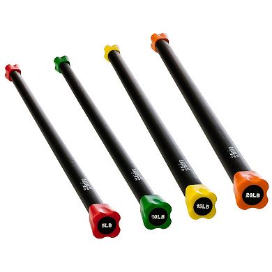 Bintiva Body Bar - Weighted Workout Bar - 3pc Set -10lb, 15lb, 20lb bars