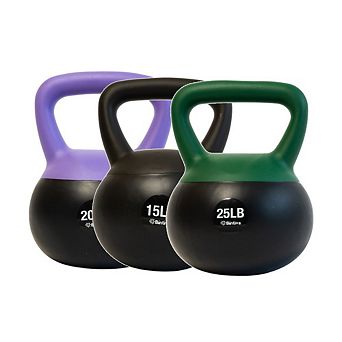 Bintiva Sea And Iron Sand Filled Kettlebells - 3 pc Set Of 15lb, 20lb, 25lb