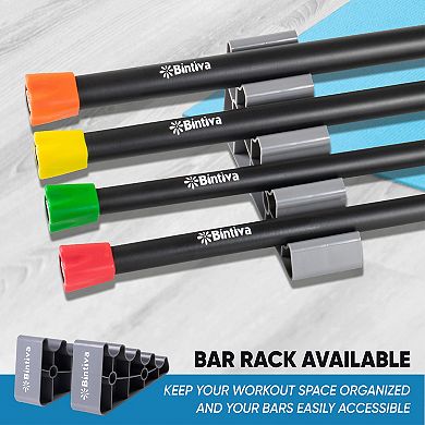 Bintiva Body Bar - Weighted Workout Bar - 6pc Set (5lb, 8lb, 10lb, 12lb, 15lb, 20lb Bars)