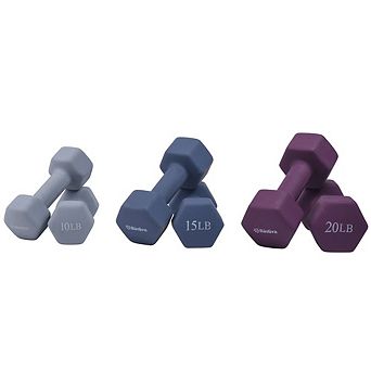 Bintiva Neoprene Dumbbells - Earth Tones - 10lb,15lb, 20lb Pairs