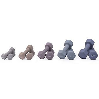 Bintiva Neoprene Dumbbells - Earth Tones 3lb,5lb,7lb,10lb,12lb Pairs
