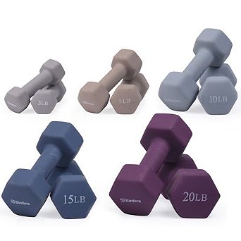 Bintiva Neoprene Dumbbells - Earth Tones - 3lb, 5lb, 10lb,15lb,20lb Pairs