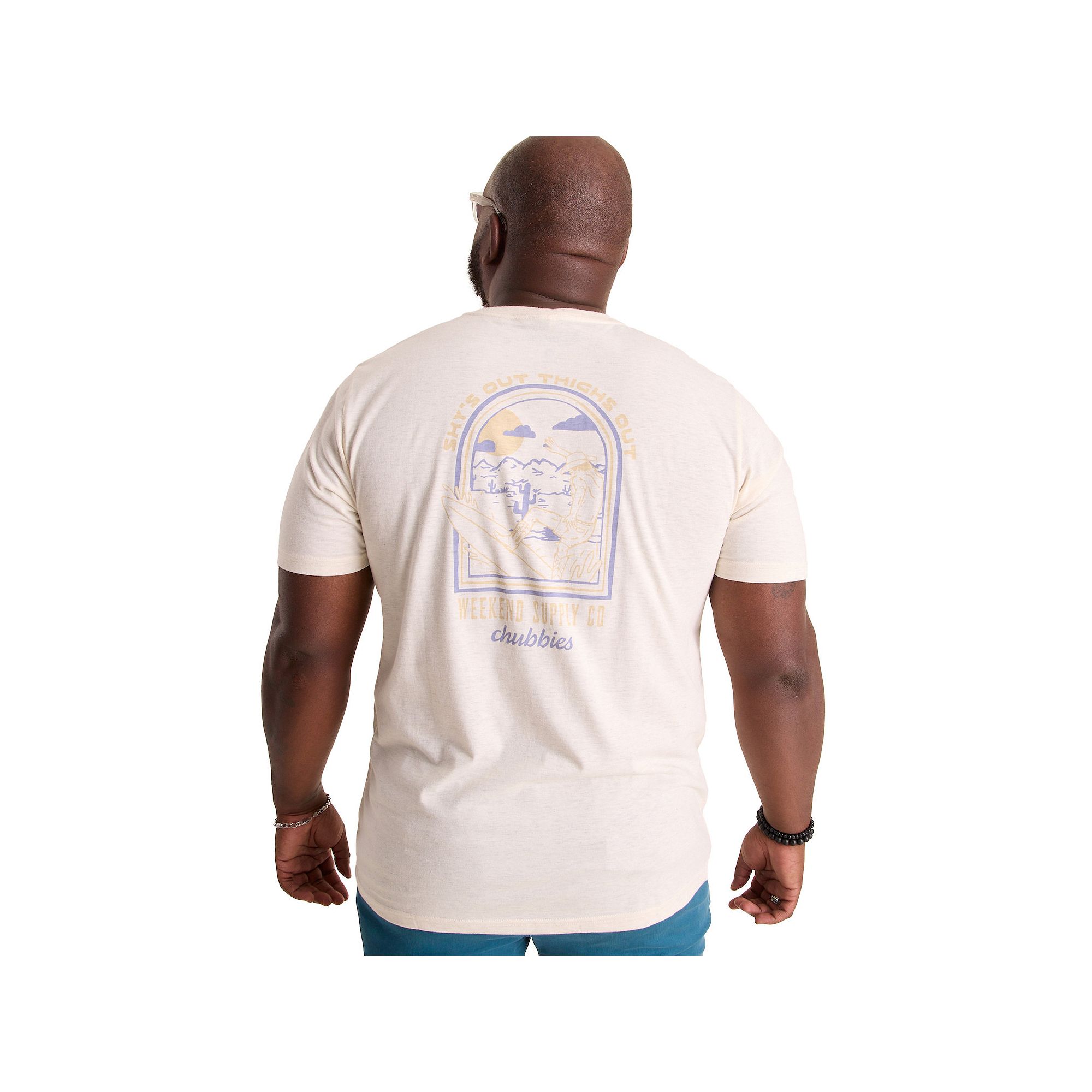 Mens Chubbies Tropical Graphic Tee, Size: Small, Grey Off White
