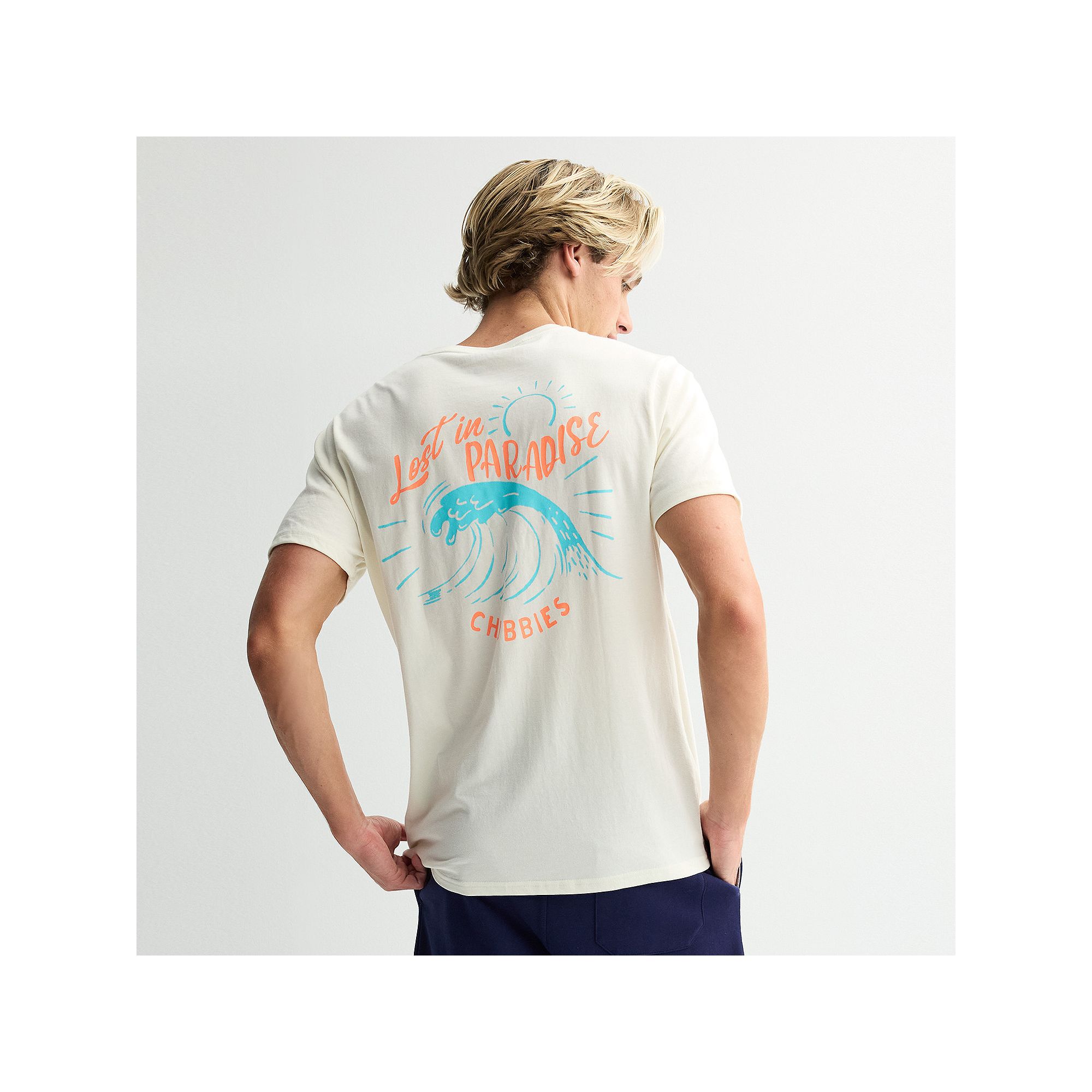 Mens Chubbies Tropical Graphic Tee, Size: Small, Off White