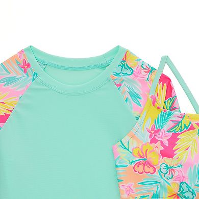 Girls 4-16 Catalina Swimwear 3-Piece Long Sleeve Rash Guard & Bikini Swim Set