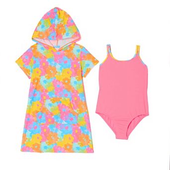 Girls 4-16 Catalina Swimwear One-Piece Swimsuit & Hooded Cover-Up Set
