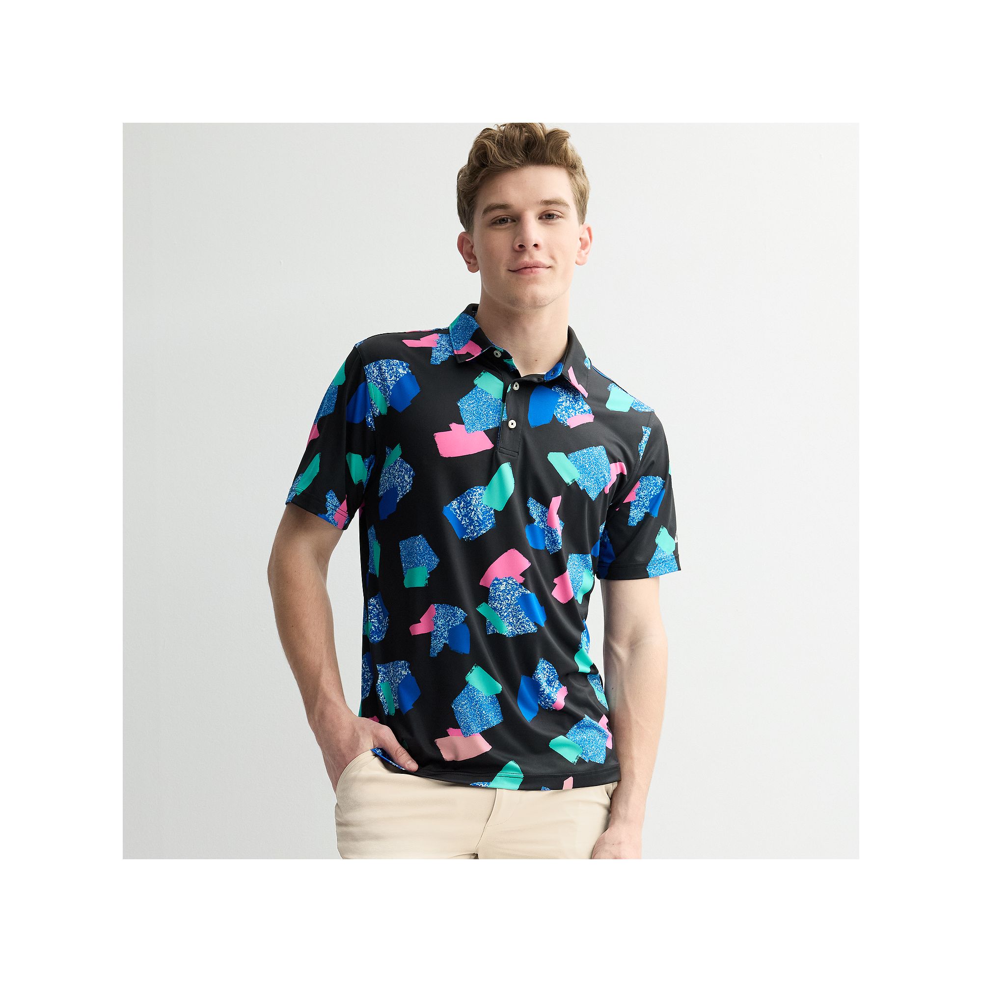 Mens Chubbies Performance Polo Shirt, Size: Small, Black Blue