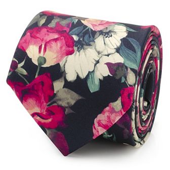 Painted Floral Navy Silk Men's Tie
