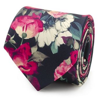 Painted Floral Navy Silk Men's Tie