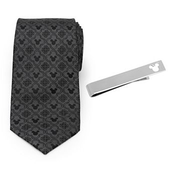 Mickey Mouse Black Necktie And Tie Bar Gift Set